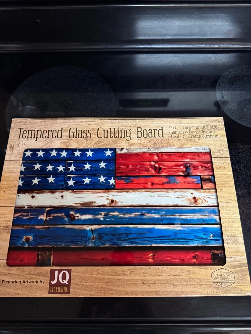 Tempered Glass Cutting Board with American Flag Design 250 Celebration